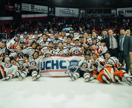 Utica University men’s hockey team defeated Wilkes University 7-4 Saturday in the UCHC Championship Final.